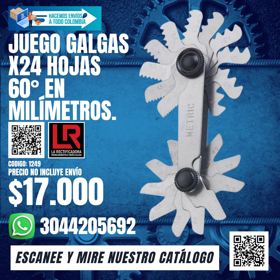 1249 JUEGO DE GALGAS X 24 HOJAS 60⁰ EN MILÍMETROS. 1249 JUEGO DE GALGAS X 24 HOJAS 60⁰ EN MILÍMETROS.