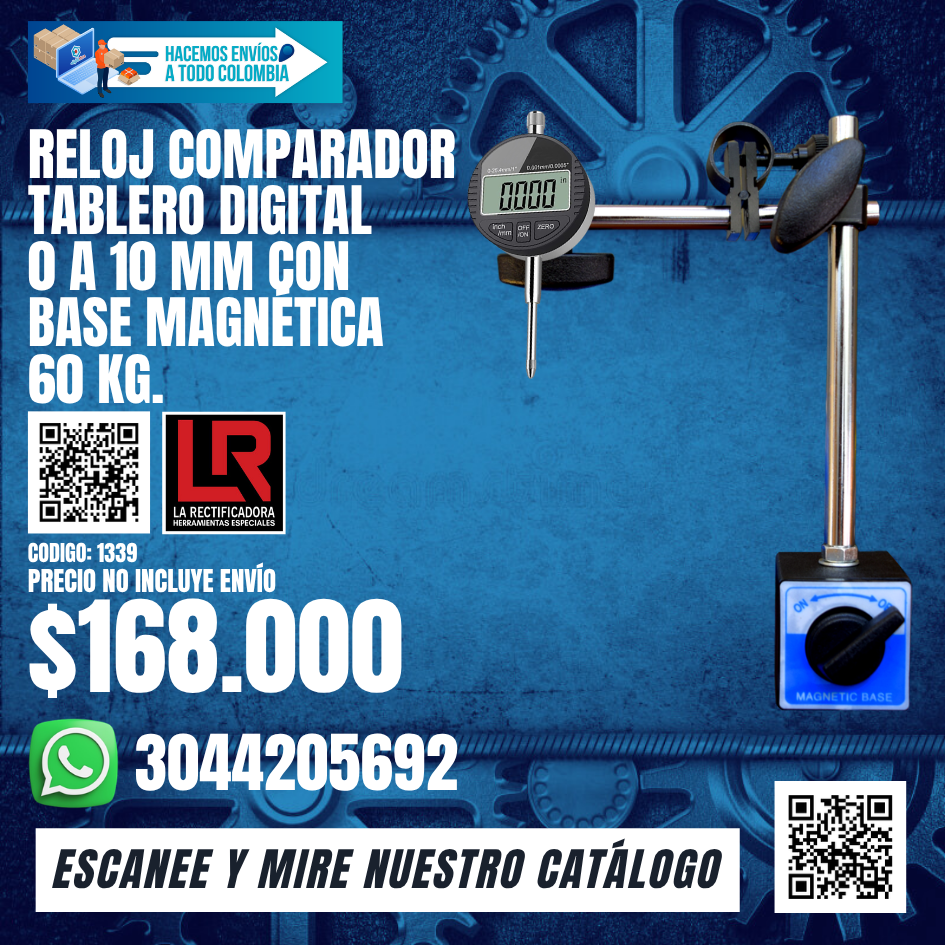 1339 RELOJ COMPARADOR TABLERO DIGITAL 0 A 10 MM CON BASE MAGNÉTICA 60 KG. 1339 RELOJ COMPARADOR TABLERO DIGITAL 0 A 10 MM CON BASE MAGNÉTICA 60 KG.