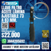1368 LLAVE FILTRO ACEITE LAMINA AJUSTABLE 73 A 83 MM