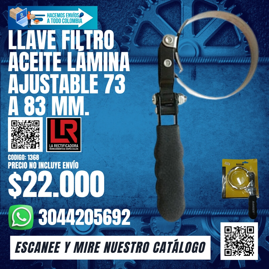1368 LLAVE FILTRO ACEITE LAMINA AJUSTABLE 73 A 83 MM 1368 LLAVE FILTRO ACEITE LAMINA AJUSTABLE 73 A 83 MM