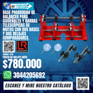 BASE PROBADORA DE BALANCEO PARA CIGÜEÑALES Y BARRAS TELESCÓPICAS DE MOTOS CON DOS BASES Y DOS RELOJES COMPARADORES.
