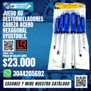 JUEGO X6 DESTORNILLADORES CABEZA ACERO HEXAGONAL Uyustools