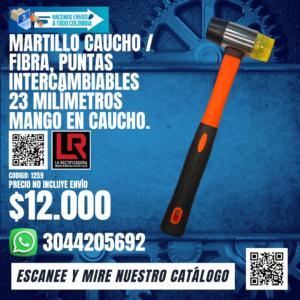 MARTILLO CAUCHO / FIBRA, PUNTAS INTERCAMBIABLES 23 MILÍMETROS MANGO EN CAUCHO.