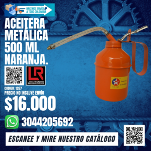ACEITERA METÁLICA 500 ML NARANJA.