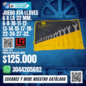 JUEGO X 14 LLAVES 6 A 32 MM. 6-8-10-11-12-13-14-15-17-19-22--24-27-32