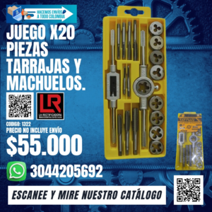 JUEGO X20 PIEZAS TARRAJAS Y MACHUELOS