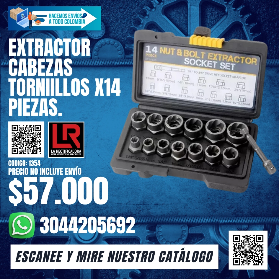 1354 EXTRACTOR CABEZAS TORNIILLOS X14 PIEZAS.