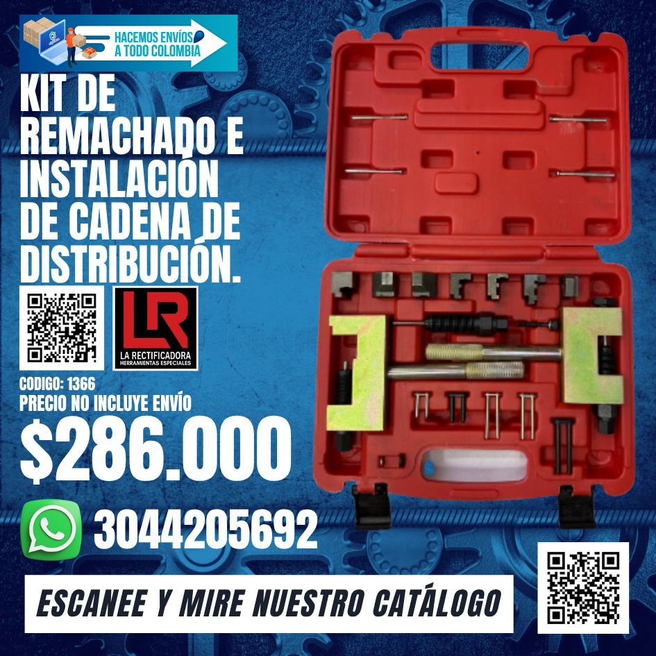 1366 KIT DE REMACHADO E INSTALACIÓN DE CADENA DE DISTRIBUCIÓN.