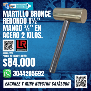 MARTILLO BRONCE REDONDO 1½" MANGO ¾" EN ACERO 2 KILOS.