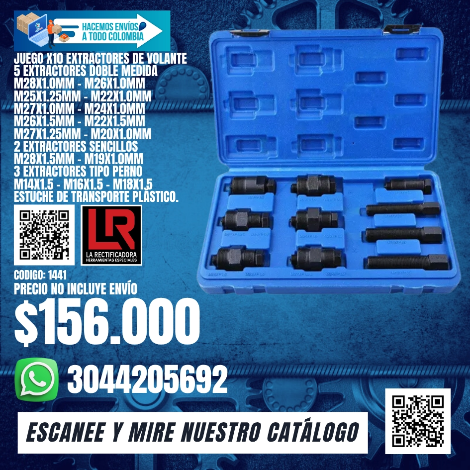 1441 JUEGO X10 EXTRACTORES DE VOLANTE.