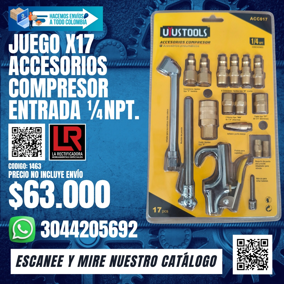 1463 JUEGO X17 ACCESORIOS COMPRESOR ENTRADA