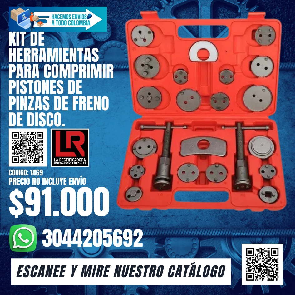 1469 KIT DE HERRAMIENTAS PARA COMPRIMIR PISTONES DE PINZAS DE FRENO DE DISCO.