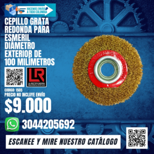 CEPILLO GRATA REDONDA PARA ESMERIL DIÁMETRO EXTERIOR DE 100 MILÍMETROS