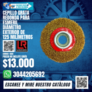 CEPILLO GRATA REDONDA PARA ESMERIL DIÁMETRO EXTERIOR DE 125 MILÍMETROS