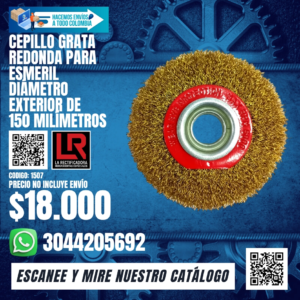 CEPILLO GRATA REDONDA PARA ESMERIL DIÁMETRO EXTERIOR DE 150 MILÍMETROS