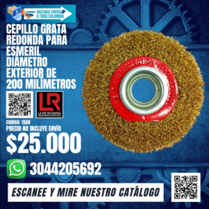 CEPILLO GRATA REDONDA PARA ESMERIL DIÁMETRO EXTERIOR DE 200 MILÍMETROS