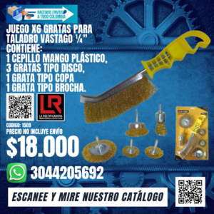 JUEGO X6 GRATAS PARA TALADRO VASTAGO ¼" CONTIENE: