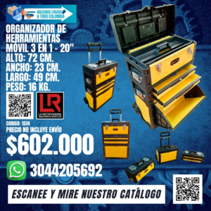 ORGANIZADOR DE HERRAMIENTAS MÓVIL 3 EN 1 - 20" 902 (Doble Bandeja)