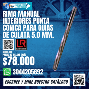 RIMA MANUAL INTERIORES PUNTA CÓNICA PARA GUIAS DE CULATA 5.0 MM