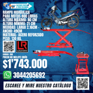 RAMPA HIDRÁULICA PARA MOTOS 800 LIBRAS