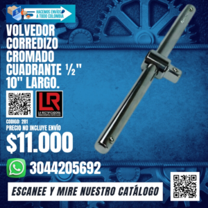VOLVEDOR CORREDIZO CROMADO CUADRANTE ½" 10" LARGO.