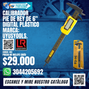 CALIBRADOR PIE DE REY DE 6" DIGITAL PLÁSTICO MARCA: Uyusyools.