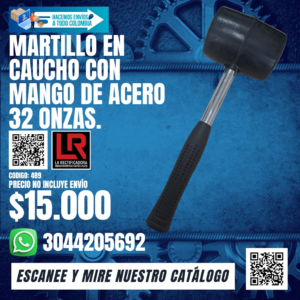 MARTILLO EN CAUCHO CON MANGO DE ACERO 32 ONZAS.