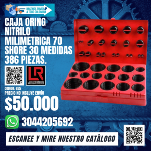 CAJA ORING NITRILO MILIMETRICA 70 SHORE 30 MEDIDAS 386 PIEZAS.