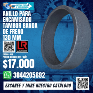 ANILLO PARA ENCAMISADO TAMBOR BANDA DE FRENO 130 MM