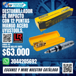 DESTORNILLADOR DE IMPACTO CON 12 PUNTAS MANGO ACERO UYUSTOOLS.