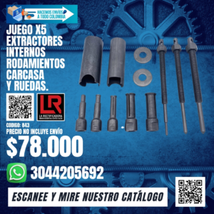 JUEGO X5 EXTRACTORES INTERNOS RODAMIENTOS CARCASA  Y RUEDAS.