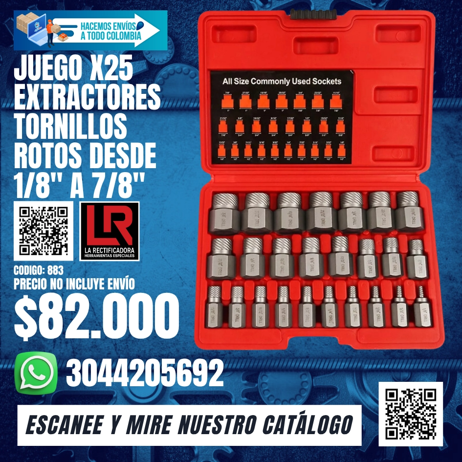 883 JUEGO X25 EXTRACTORES TORNILLOS ROTOS DESDE