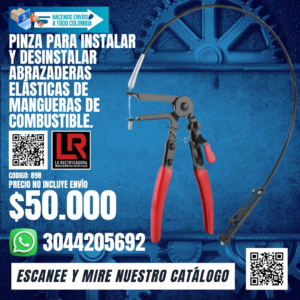 PINZA PARA INSTALAR Y DESINSTALAR ABRAZADERAS ELÁSTICAS DE MANGUERAS DE COMBUSTIBLE.