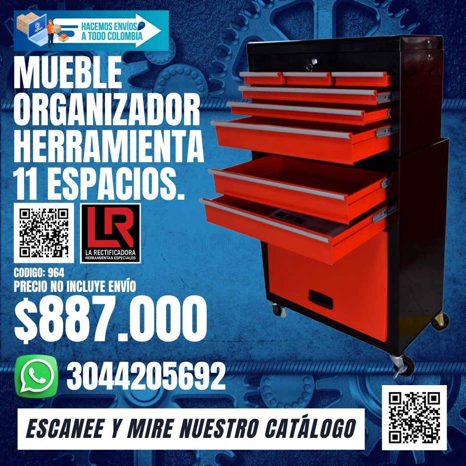 964 MUEBLE ORGANIZADOR HERRAMIENTA 11 ESPACIOS.