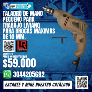 TALADRO DE MANO PEQUEÑO PARA TRABAJO LIVIANO PARA BROCAS MÁXIMASDE 10 mm.