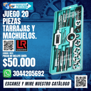 JUEGO 20 PIEZAS TARRAJAS Y MACHUELOS.