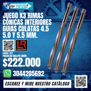 JUEGO X3 RIMAS CÓNICAS INTERIORES GUIAS CULATAS 4.55.0 Y 5.5 MM.