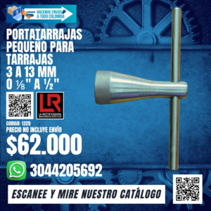 PORTATARRAJAS PEQUEÑO PARA TARRAJAS 3 a 13 mm O ⅛" A ½"