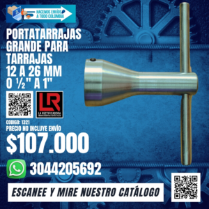PORTATARRAJAS GRANDE PARA TARRAJAS 12 a 26 mm O ½" a 1"
