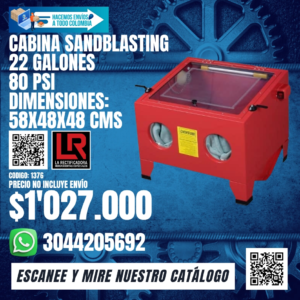 CABINA SANDBLASTING 22 GALONES 80 PSI DIMENSIONES: 58X48X48 CMS