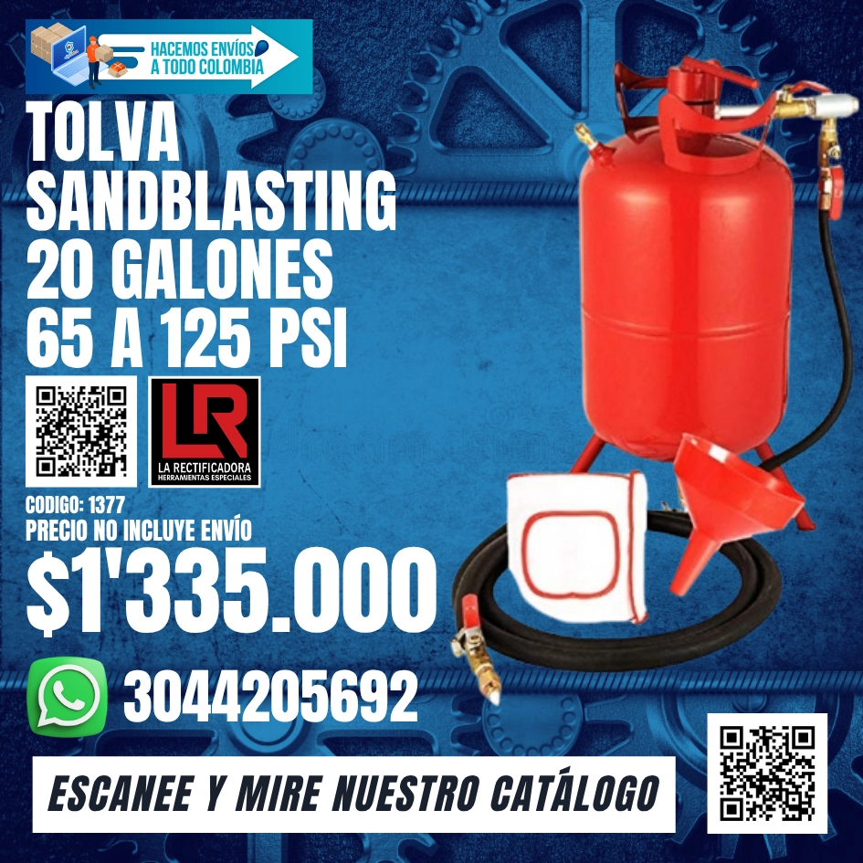1377 TOLVA SANDBLASTING 20 GALONES 65 A 125 PSI