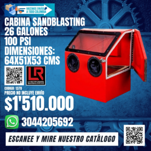 CABINA SANDBLASTING 26 GALONES 100 PSI DIMENSIONES:64X51X53 CMS