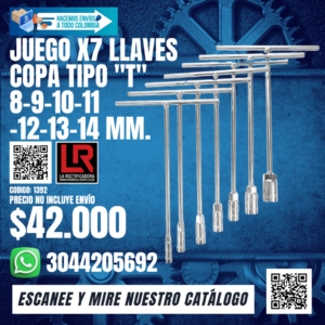JUEGO X7 LLAVES COPA TIPO "T" 8-9-10-11-12-13-14 mm.
