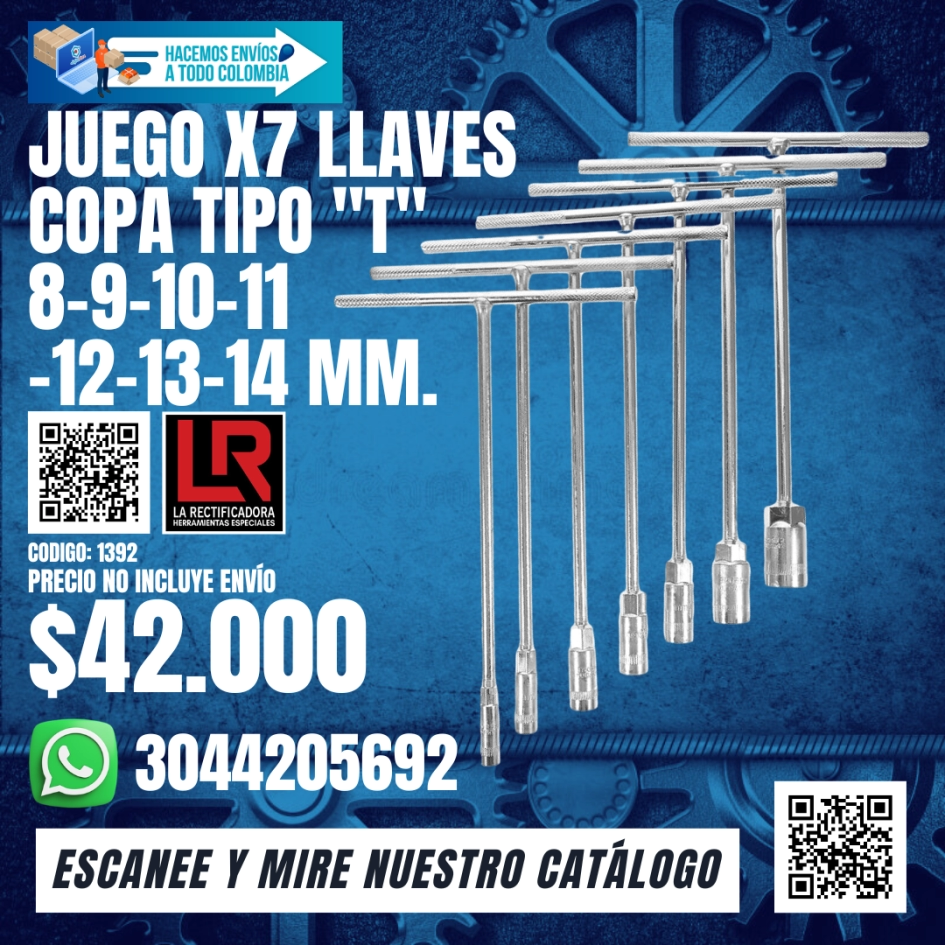 1392 JUEGO X7 LLAVES COPA TIPO T