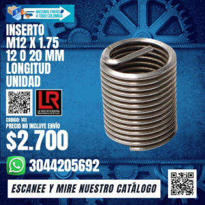 UNIDAD INSERTO LARGO HELICOIL M12 X 1.50