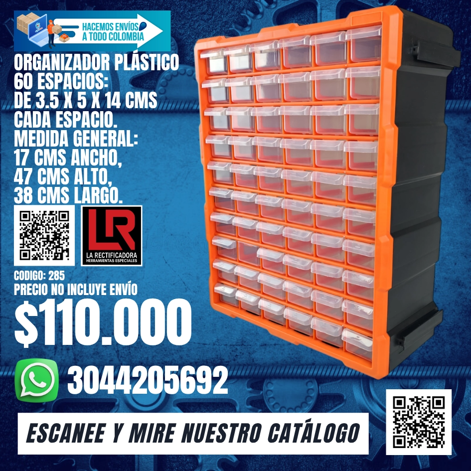 285 ORGANIZADOR PLÁSTICO 60 ESPACIOS