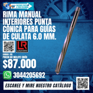 RIMA MANUAL INTERIORES PUNTA CÓNICA PARA GUÍAS DE CULATA 5.5 MM.