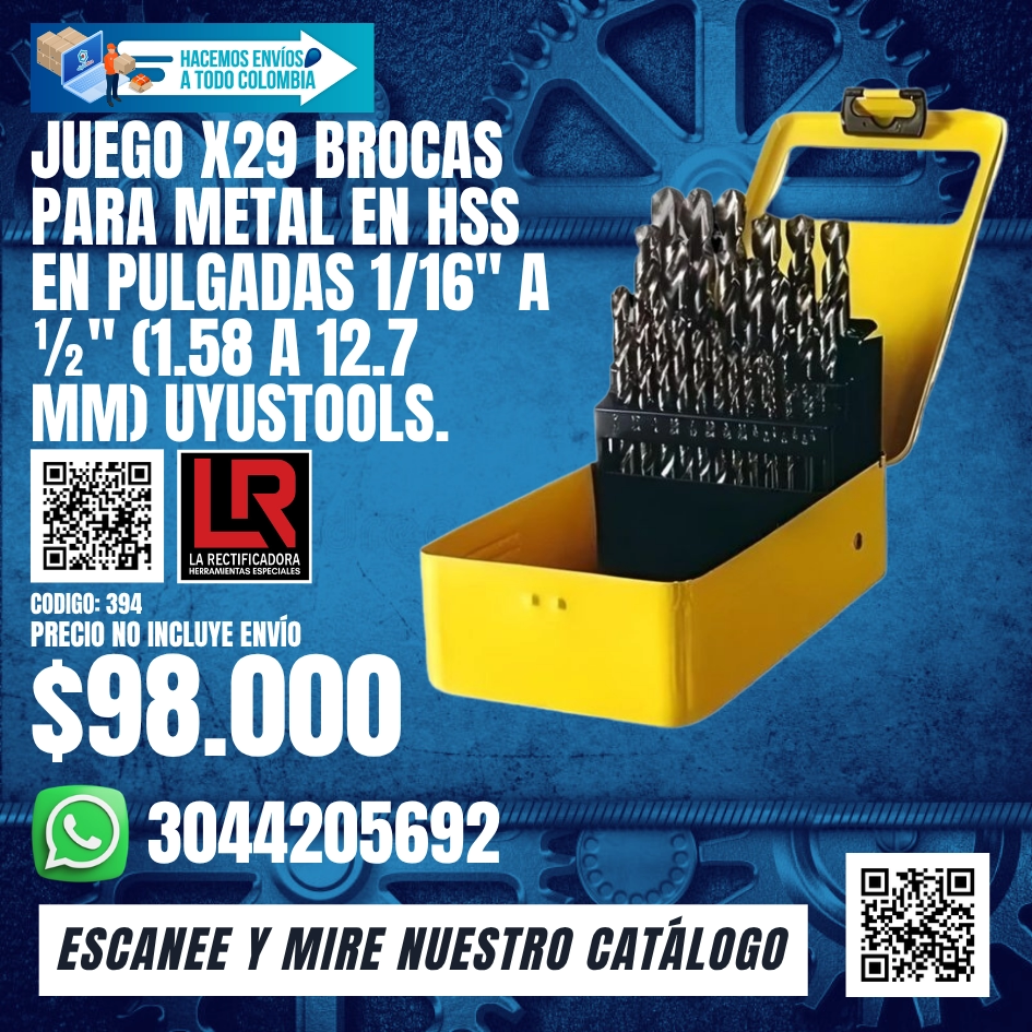 394 Juego x29 brocas para metal en hss