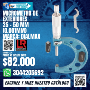 MICROMETRO DE EXTERIORES 25 - 50 mm (0.001mm) Marca: dialMax