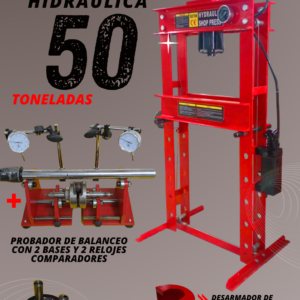 Prensa Hidráulica 50 Toneladas + Probador de Balanceo y Alineador – Combo 11